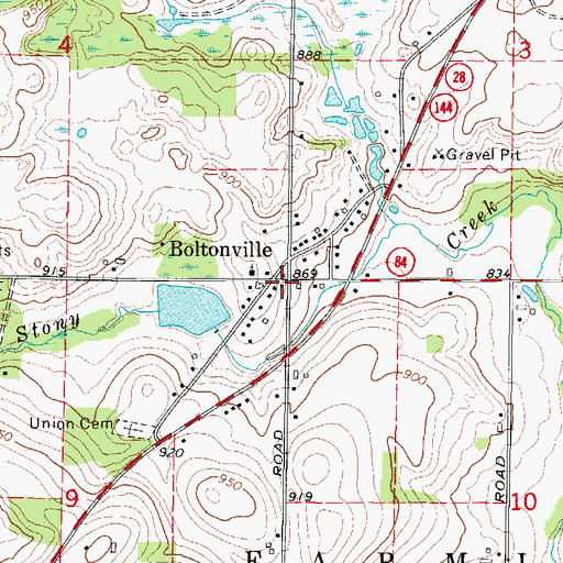 Topographic Map of Boltonville, WI