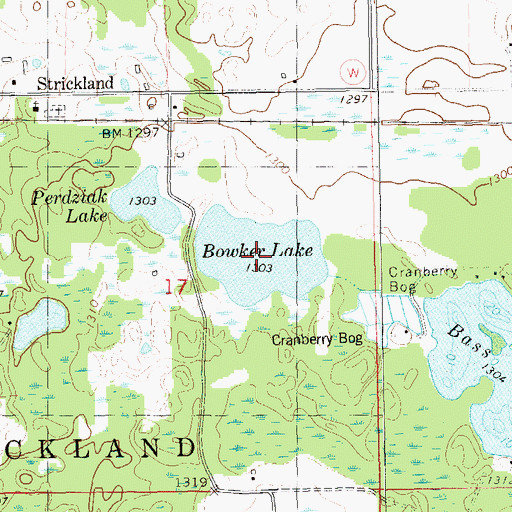 Topographic Map of Big Bowker Lake, WI
