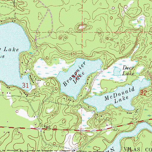 Topographic Map of Bragonier Lake, WI