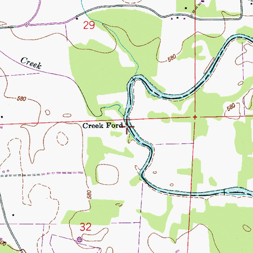 Topographic Map of Creek Ford, AL