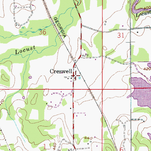 Topographic Map of Creswell, AL