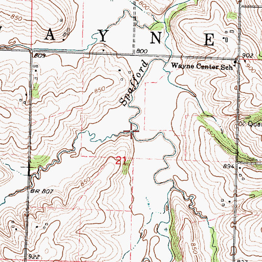 Topographic Map of Brown Branch Spafford Creek, WI