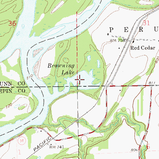 Topographic Map of Browning Lake, WI