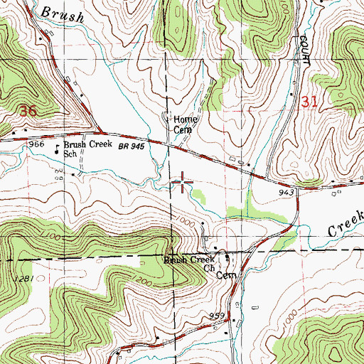 Topographic Map of Brush Creek, WI