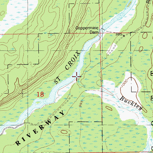 Topographic Map of Buckley Creek, WI