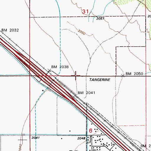 Topographic Map of Tangerine Interchange, AZ