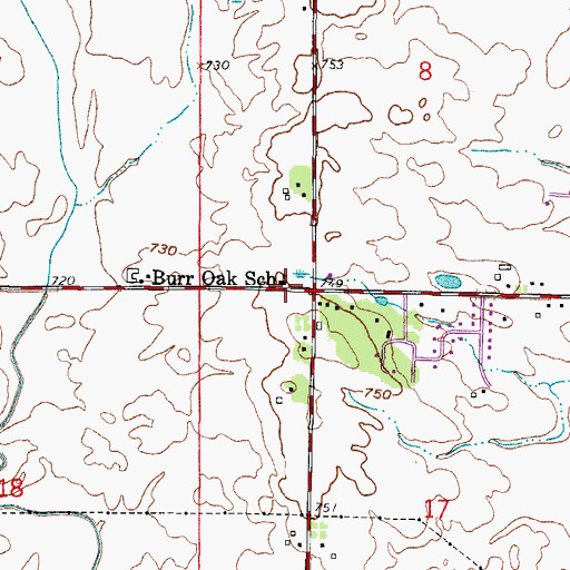 Topographic Map of Burr Oak School, WI
