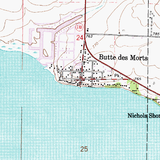 Topographic Map of Butte des Morts, WI