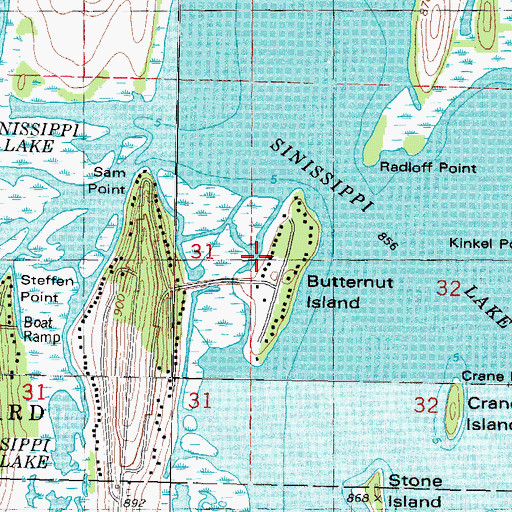 Topographic Map of Butternut Island, WI