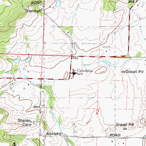Topographic Map of Caledonia Elementary School, WI