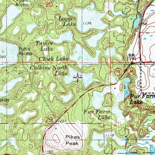 Topographic Map of Calkins North Lake, WI