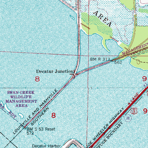 Topographic Map of Decatur Junction, AL