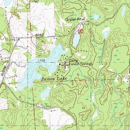 Topographic Map of Camp Forest Springs, WI