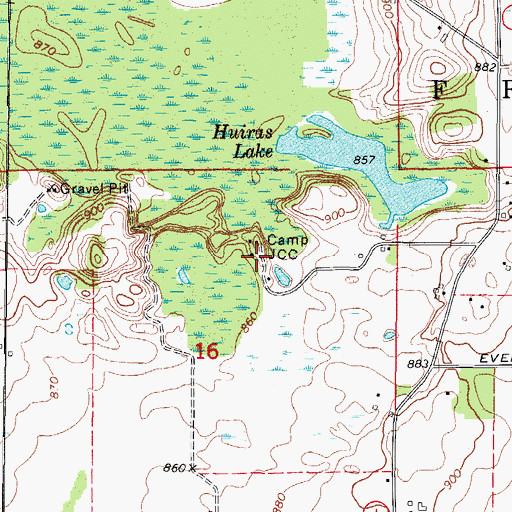 Topographic Map of Camp J C C, WI