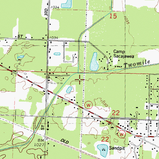 Topographic Map of Camp Sacajawea, WI