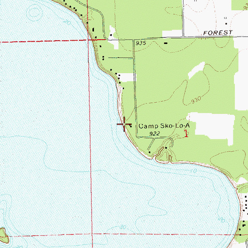 Topographic Map of Camp Sko-Lo-A, WI
