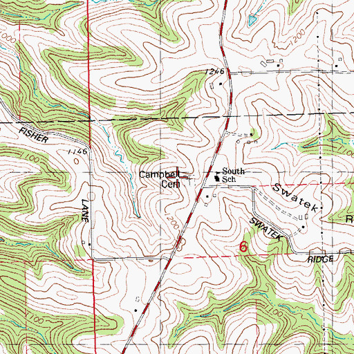 Topographic Map of Campbell Cemetery, WI