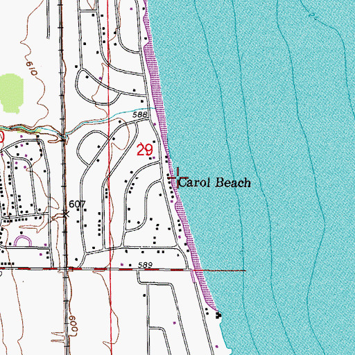 Topographic Map of Carol Beach, WI