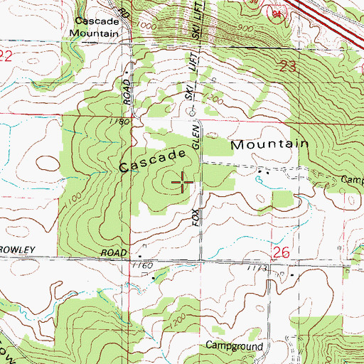 Topographic Map of Cascade Mountain, WI