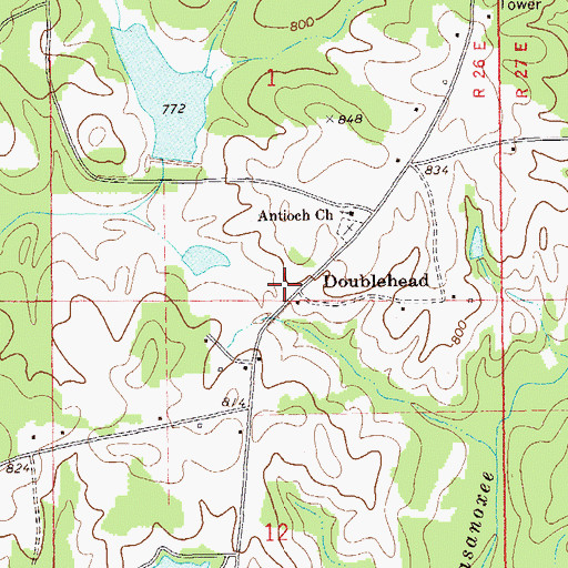 Topographic Map of Doublehead, AL