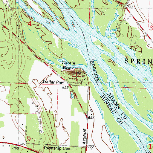 Topographic Map of Castle Rock, WI