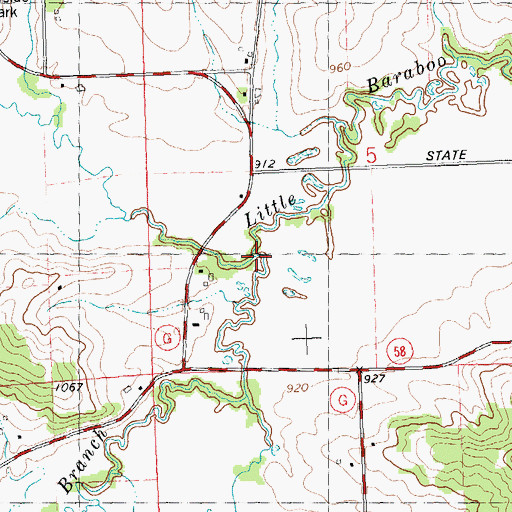 Topographic Map of Cazenovia Branch, WI