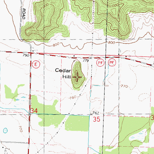Topographic Map of Cedar Hill, WI