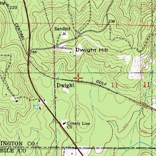 Topographic Map of Dwight, AL