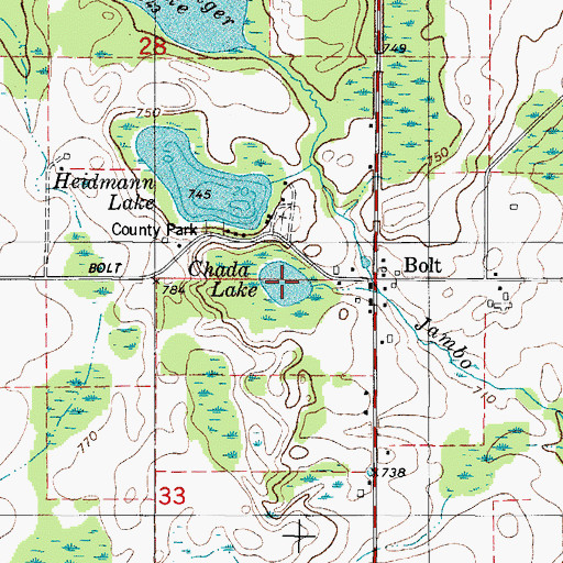 Topographic Map of Chada Lake, WI
