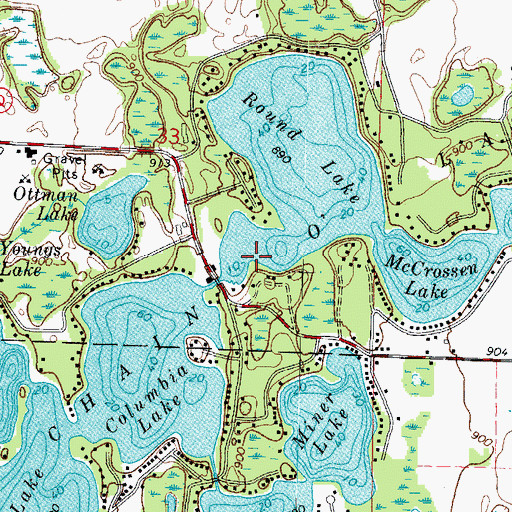 Topographic Map of Chain O' Lakes, WI