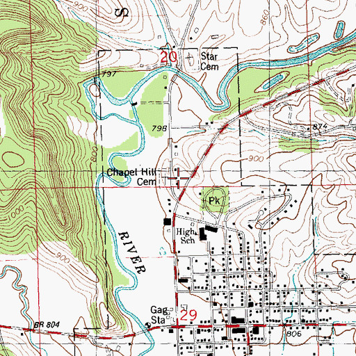 Topographic Map of Chapel Hill Cemetery, WI