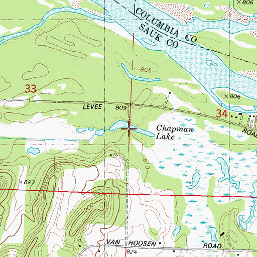 Topographic Map of Chapman Lake, WI