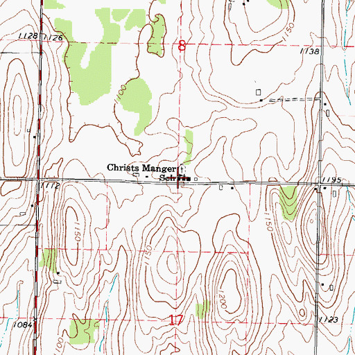 Topographic Map of Christs Manger School, WI