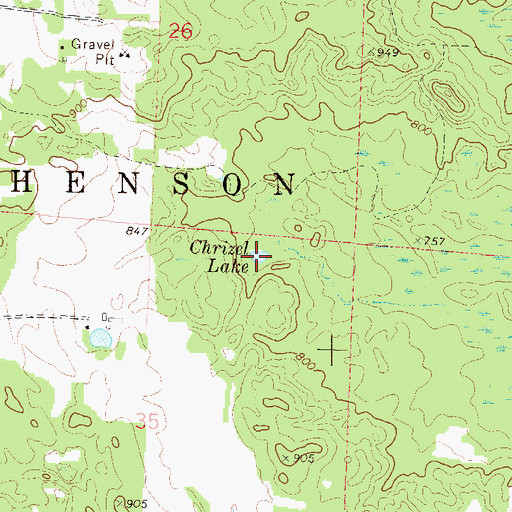 Topographic Map of Chrizel Lake, WI