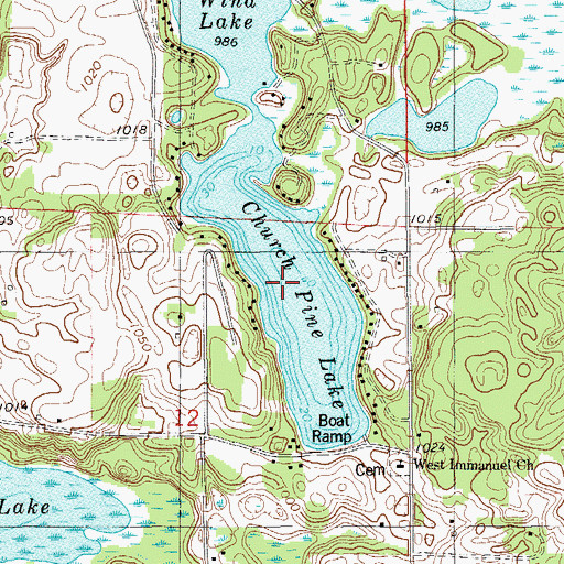 Topographic Map of Church Pine Lake, WI