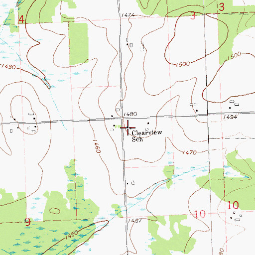 Topographic Map of Clearview School, WI