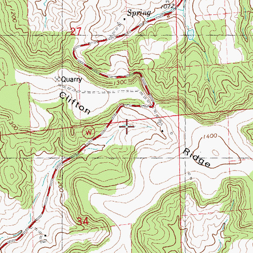 Topographic Map of Clifton Ridge, WI