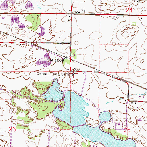 Topographic Map of Cobblestone Cemetery, WI