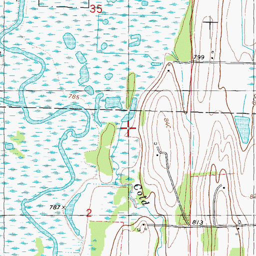 Topographic Map of Cold Spring Creek, WI
