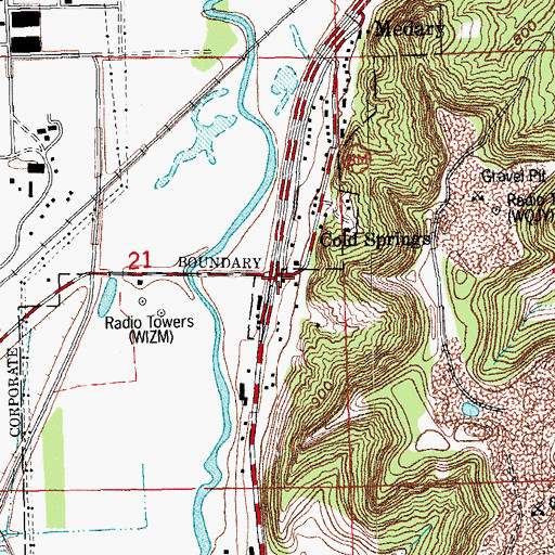 Topographic Map of Cold Springs, WI