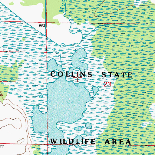 Topographic Map of Collins Marsh State Wildlife Management Area, WI