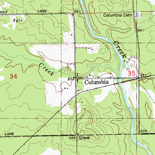 Topographic Map of Columbia, WI