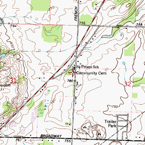 Topographic Map of Community Lutheran Cemetery, WI