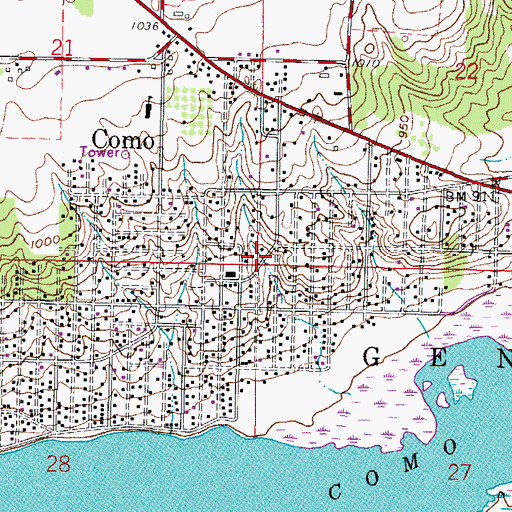 Topographic Map of Como, WI
