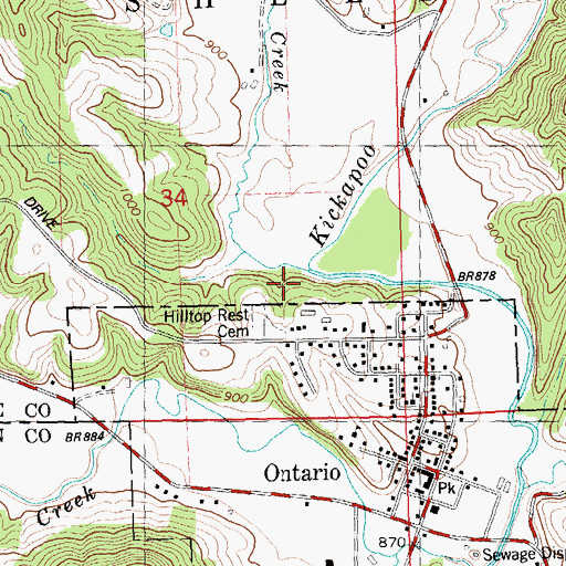 Topographic Map of Cook Creek, WI