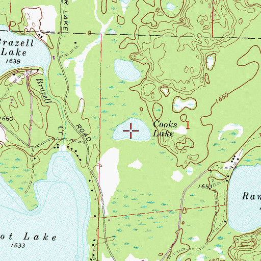 Topographic Map of Cooks Lake, WI