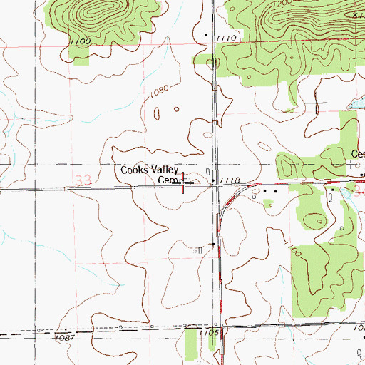 Topographic Map of Cooks Valley Cemetery, WI