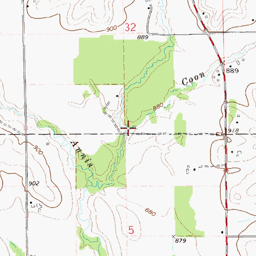Topographic Map of Coon Creek, WI