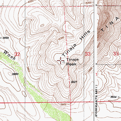 Topographic Map of Tinaja Hills, AZ
