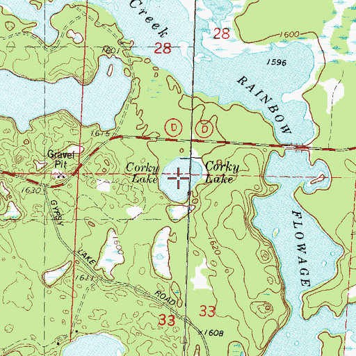 Topographic Map of Corky Lake, WI